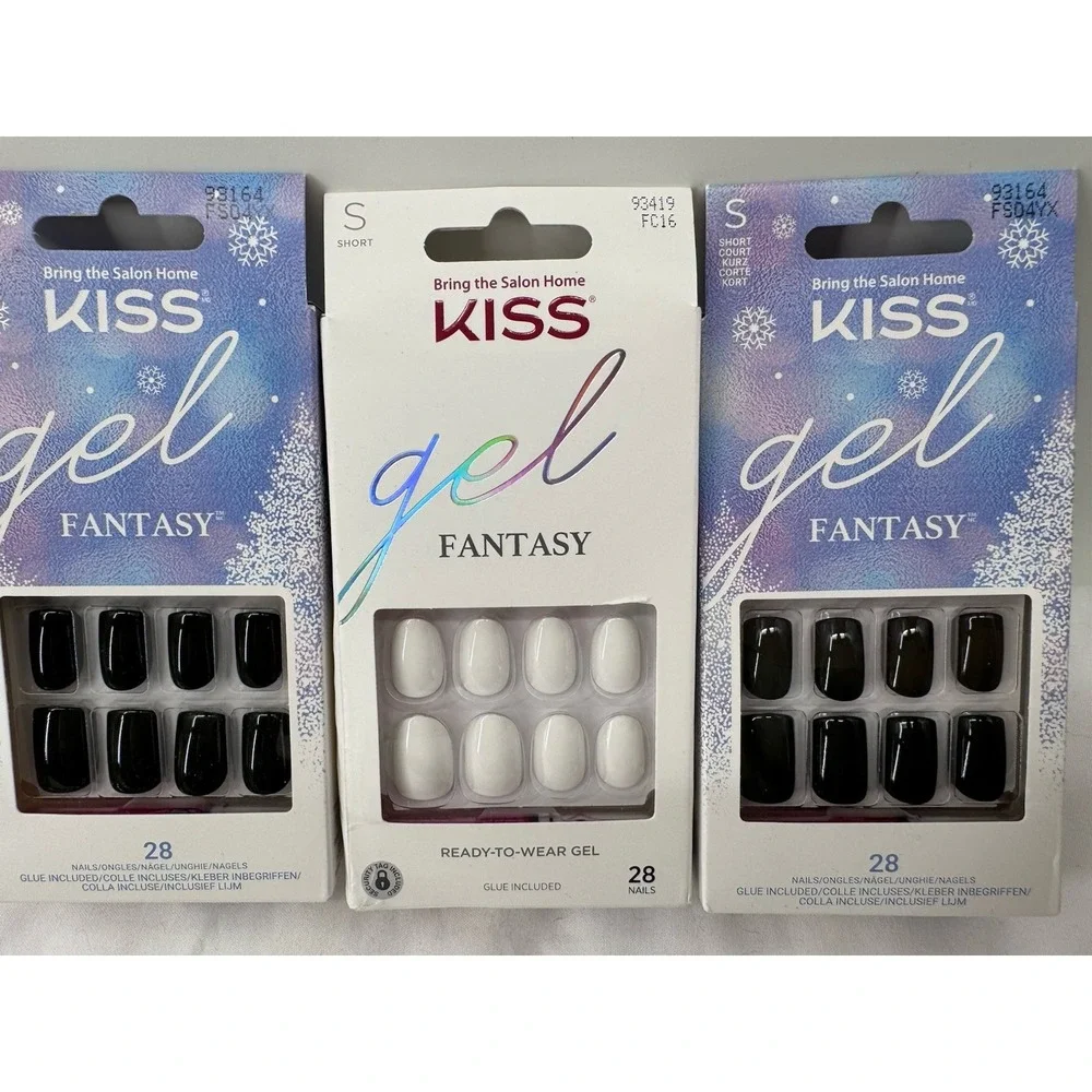 KISS GEL Fantasy Press on Nails,  THREE Sets! Black And White Halloweeen